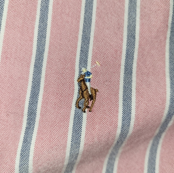 Polo by Ralph Lauren Men's Pink Blue Striped Button Down Shirt Yarmouth - Picture 6 of 8